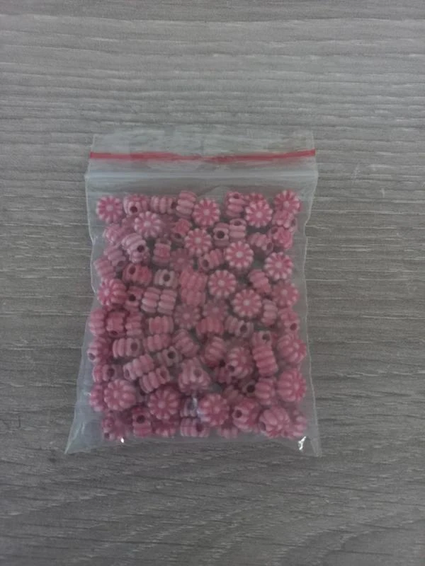 Lot De Perles Acrylique Rose Foncé "Fleur"